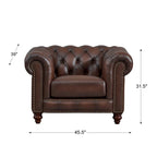 Sofá, diván y sillón Chesterfield de cuero de grano superior