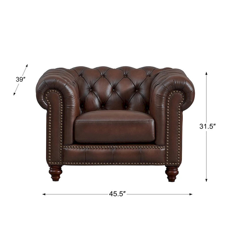 Sofá, diván y sillón Chesterfield de cuero de grano superior