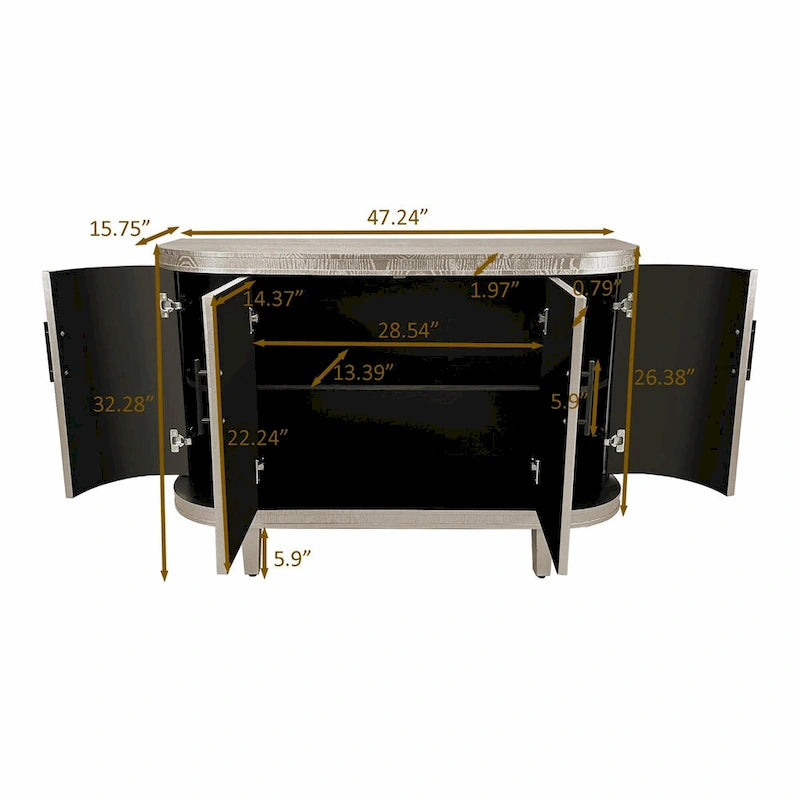 Mesa de centro de madera y mueble de bar de 47.2 pulgadas
