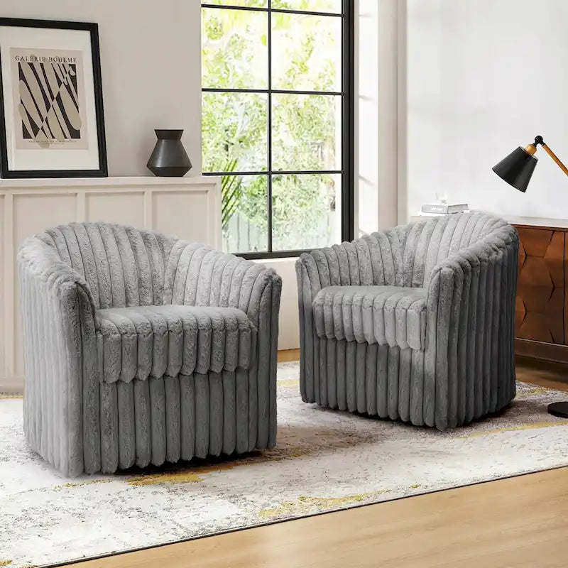 Sillón giratorio tapizado de pana afelpada moderno de 49 pulgadas