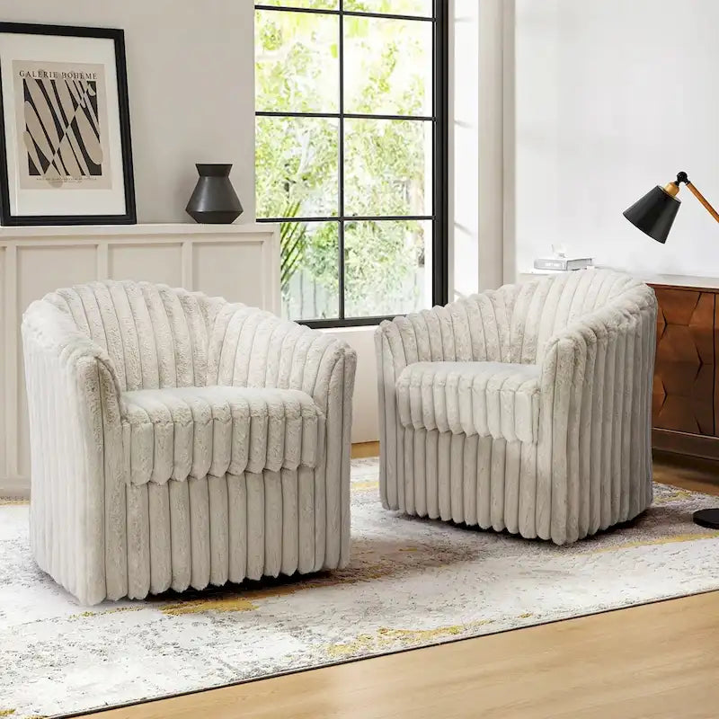 Sillón giratorio tapizado de pana afelpada moderno de 49 pulgadas