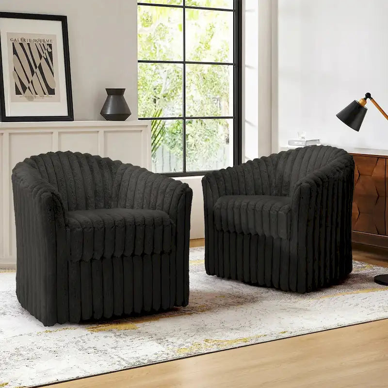 Sillón giratorio tapizado de pana afelpada moderno de 49 pulgadas