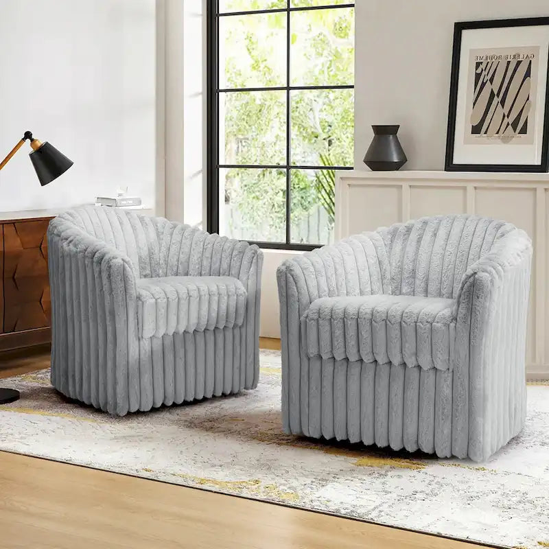 Sillón giratorio tapizado de pana afelpada moderno de 49 pulgadas