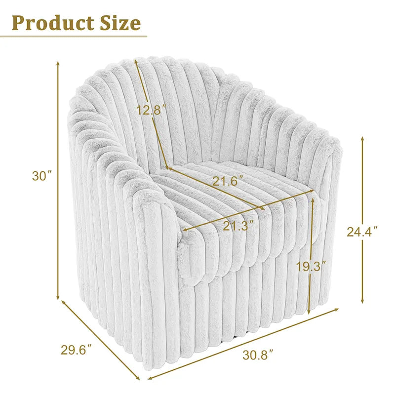 Sillón giratorio tapizado de pana afelpada moderno de 49 pulgadas