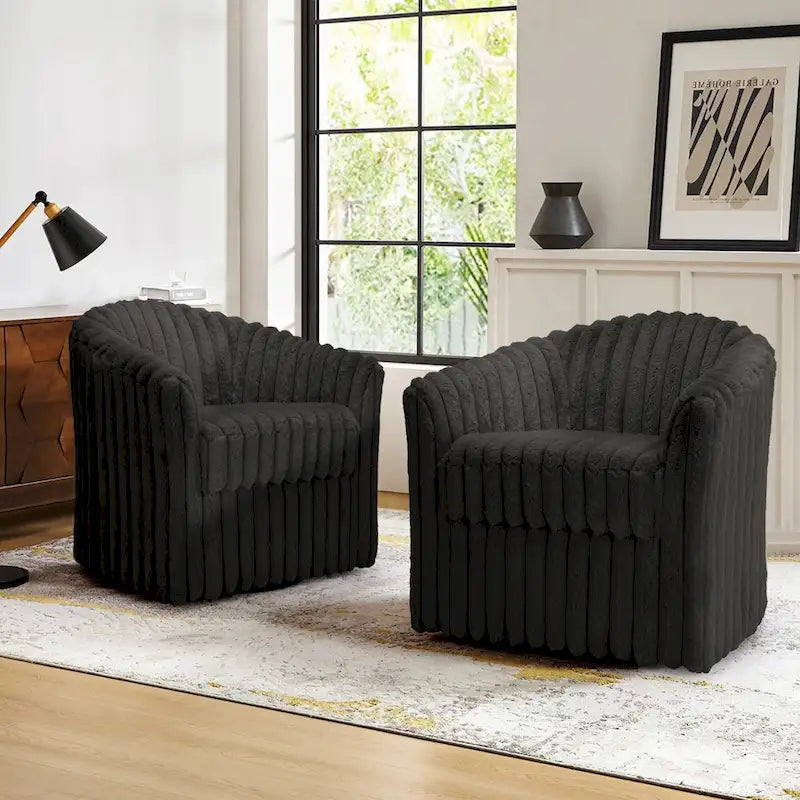 Sillón giratorio tapizado de pana afelpada moderno de 49 pulgadas