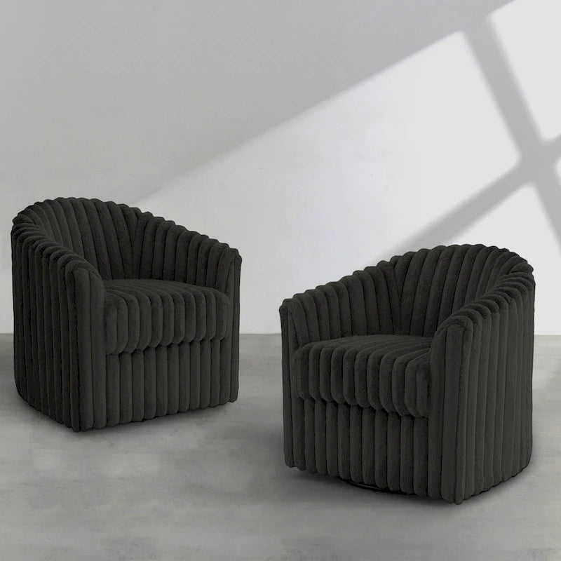 Sillón giratorio tapizado de pana afelpada moderno de 49 pulgadas