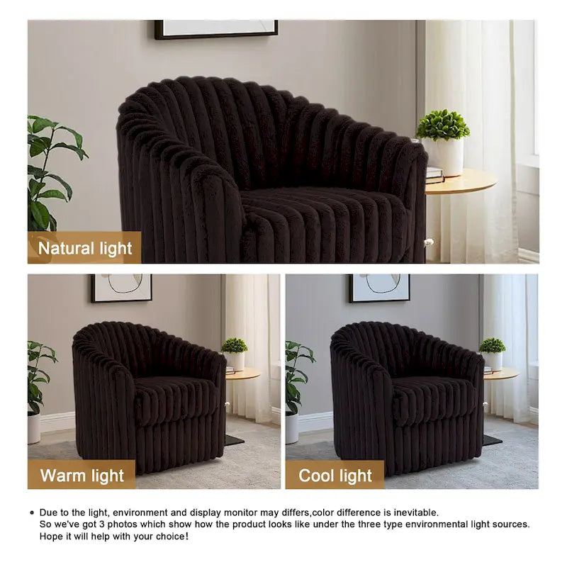 Sillón giratorio tapizado de pana afelpada moderno de 49 pulgadas
