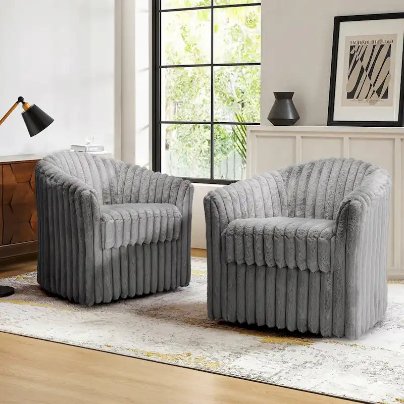 Sillón giratorio tapizado de pana afelpada moderno de 49 pulgadas