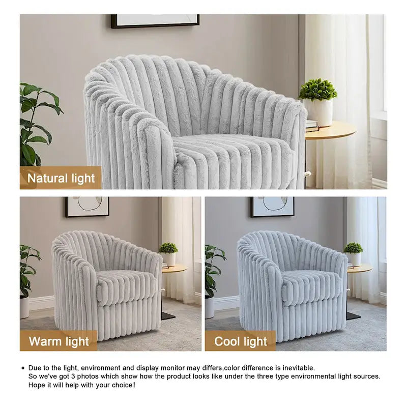 Sillón giratorio tapizado de pana afelpada moderno de 49 pulgadas