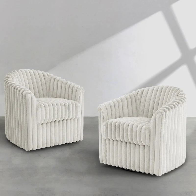 Sillón giratorio tapizado de pana afelpada moderno de 49 pulgadas