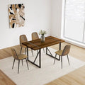 Mesa de comedor de color madera y sillas de comedor modernas, mesa de cocina de madera de mediados de siglo, base y patas de metal