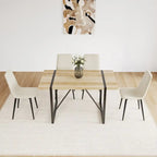 Mesa de comedor de color madera y sillas de comedor modernas, mesa de cocina de madera de mediados de siglo, base y patas de metal