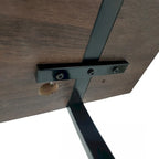 Mesa de comedor de color madera y sillas de comedor modernas, mesa de cocina de madera de mediados de siglo, base y patas de metal