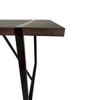Mesa de comedor de color madera y sillas de comedor modernas, mesa de cocina de madera de mediados de siglo, base y patas de metal