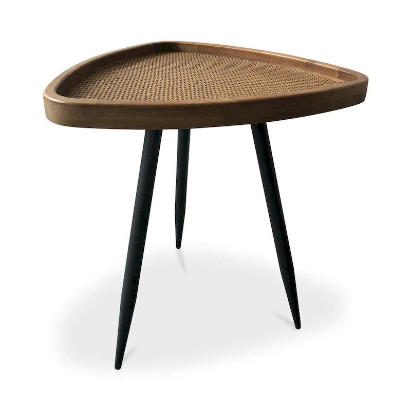 Mesa auxiliar con tablero de ratán - 17 An. x 17 Pr. x 19 Al.