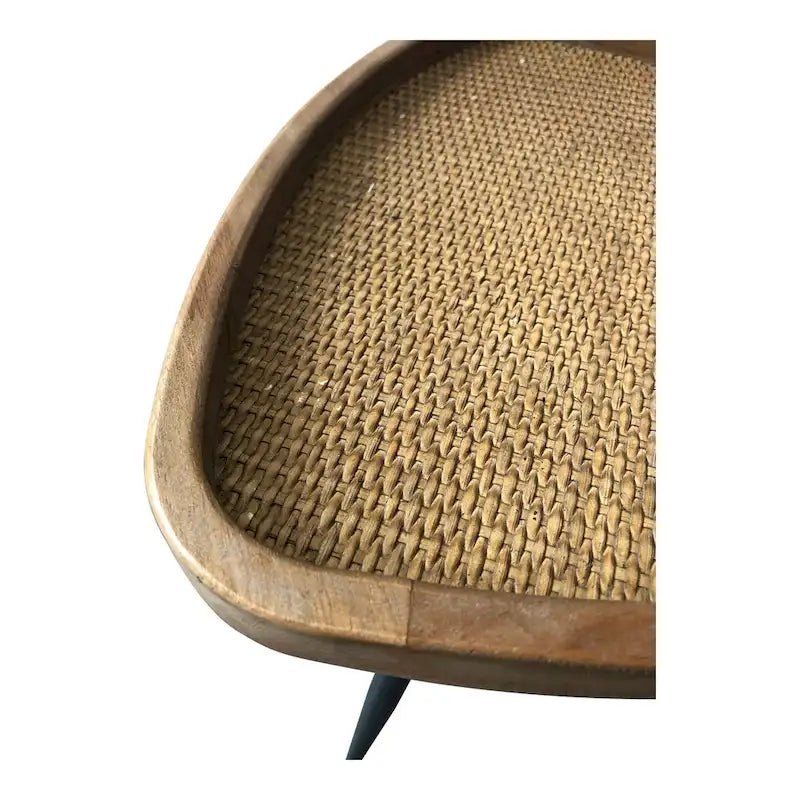 Mesa auxiliar con tablero de ratán - 17 An. x 17 Pr. x 19 Al.