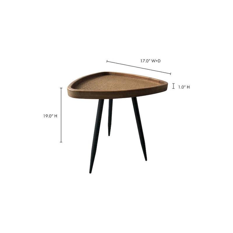 Mesa auxiliar con tablero de ratán - 17 An. x 17 Pr. x 19 Al.