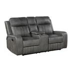 Sofá reclinable de dos plazas con consola, color gris