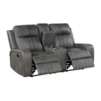 Sofá reclinable de dos plazas con consola, color gris