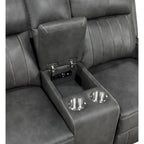 Sofá reclinable de dos plazas con consola, color gris