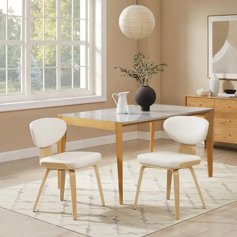 Silla de comedor de madera y piel sintética