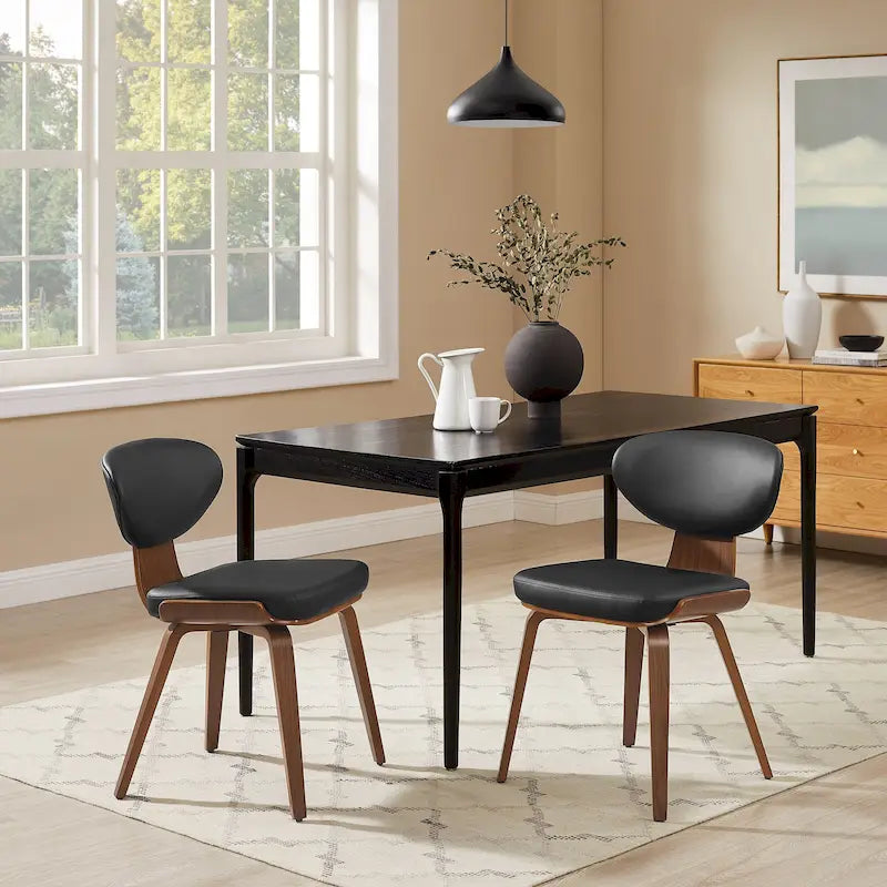 Silla de comedor de madera y piel sintética