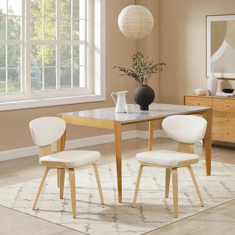 Silla de comedor de madera y piel sintética