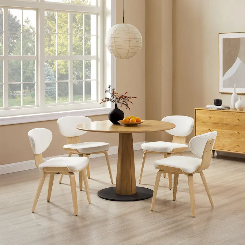 Silla de comedor de madera y piel sintética