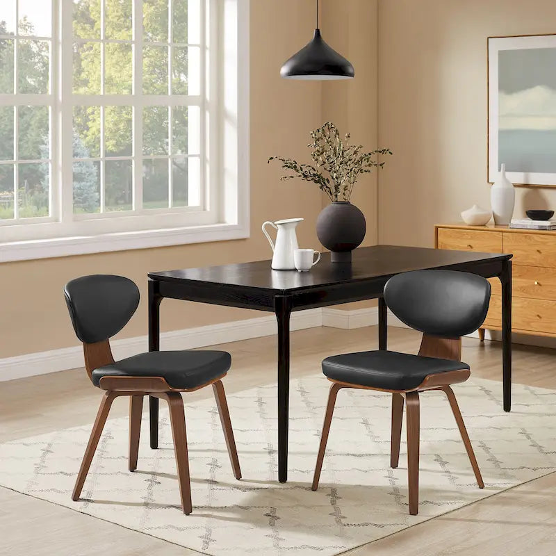 Silla de comedor de madera y piel sintética