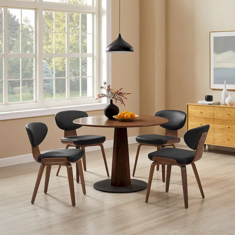 Silla de comedor de madera y piel sintética