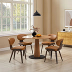 Silla de comedor de madera y piel sintética